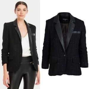 Generation Love Lexi Vegan Leather Tweed Black Blazer Jacket